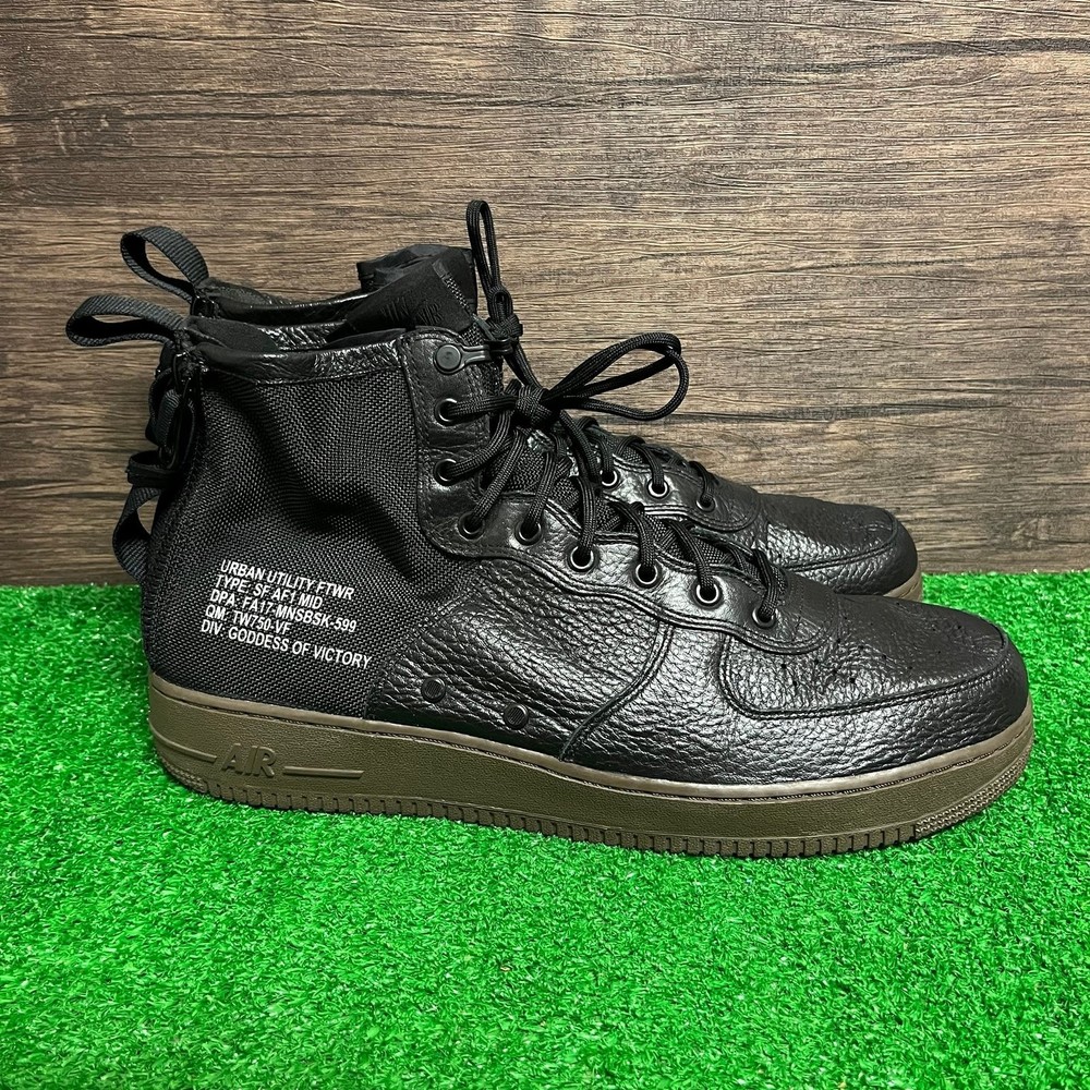 Nike SF Air Force 1 Mid Black Hazel Military Utility Shoes Men’s 15 917753-002